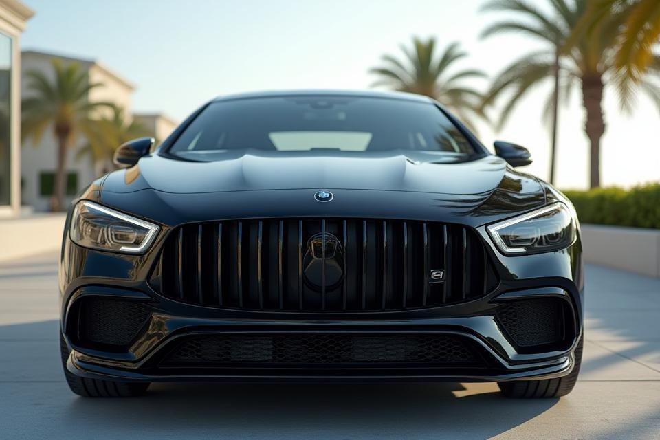 Luxury black car detailed to perfection in West Palm Beach