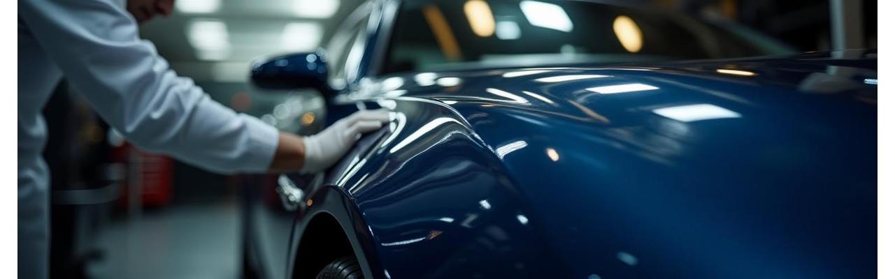High-gloss luxury vehicle being detailed with precision